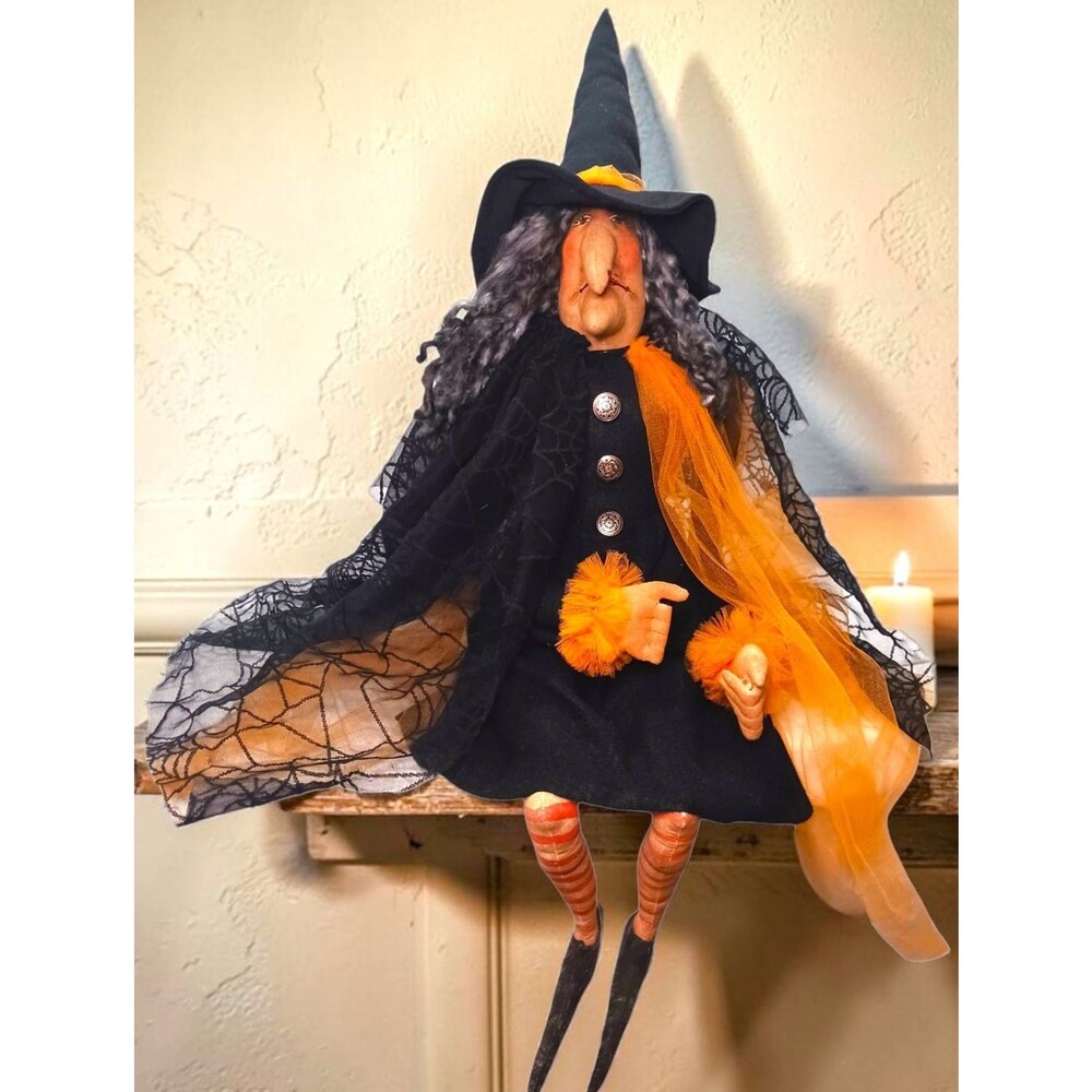 Joe Spencer Gathered Traditions GERTY Primitive 30" Witch Doll Retired NO BROOM